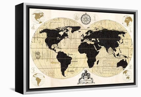 Vintage World Map-Devon Ross-Framed Stretched Canvas