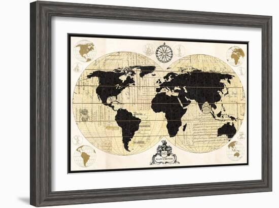 Vintage World Map-Devon Ross-Framed Art Print