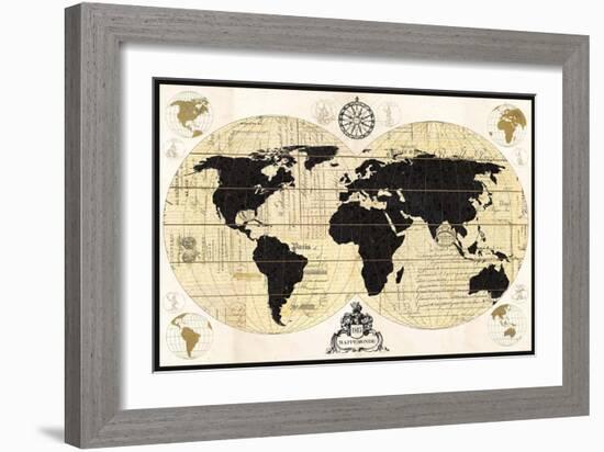 Vintage World Map-Devon Ross-Framed Art Print