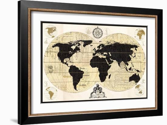 Vintage World Map-Devon Ross-Framed Art Print