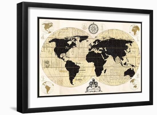 Vintage World Map-Devon Ross-Framed Art Print