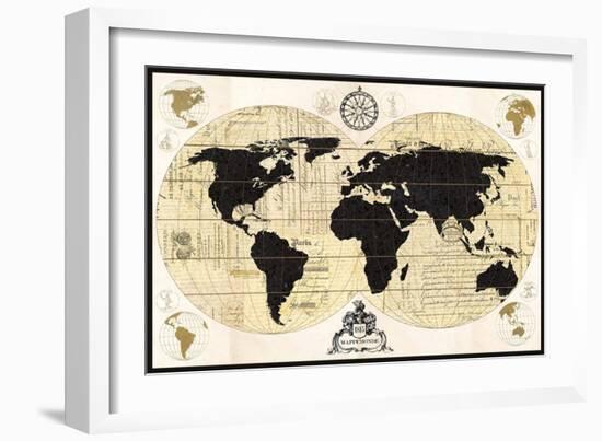 Vintage World Map-Devon Ross-Framed Art Print