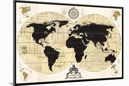 Vintage World Map-Devon Ross-Mounted Art Print