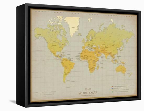 Vintage World Map-The Vintage Collection-Framed Stretched Canvas