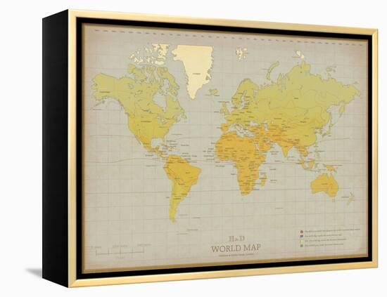 Vintage World Map-The Vintage Collection-Framed Stretched Canvas