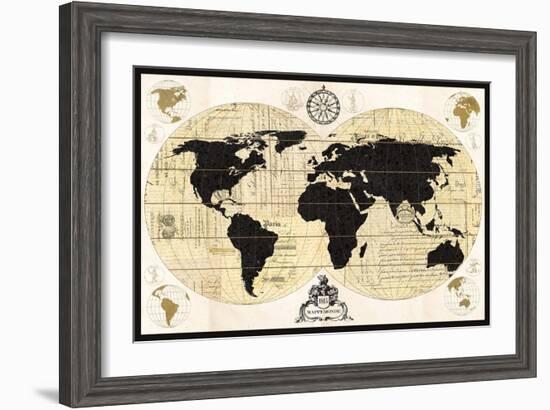 Vintage World Map-Devon Ross-Framed Art Print