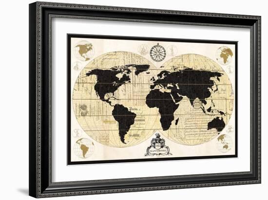 Vintage World Map-Devon Ross-Framed Art Print