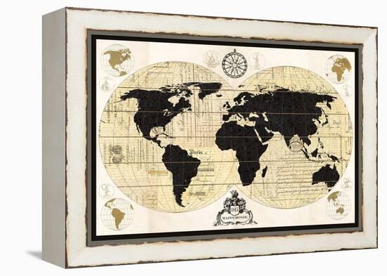 Vintage World Map-Devon Ross-Framed Stretched Canvas