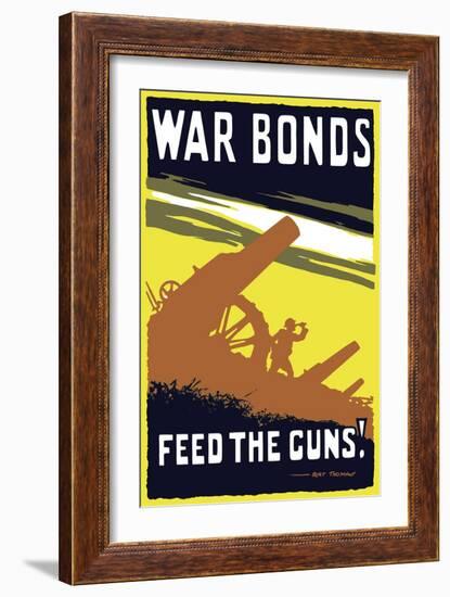 Vintage World War I Poster Featuring Soldiers Operating an Artillery Gun-Stocktrek Images-Framed Art Print