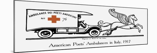 Vintage World War I Poster of an Ambulance Being Pulled by Pegasus-Stocktrek Images-Mounted Art Print