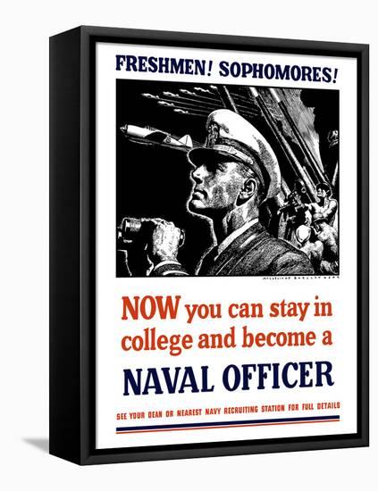 Vintage World War II Poster of a U.S. Naval Officer Holding Binoculars-Stocktrek Images-Framed Premier Image Canvas