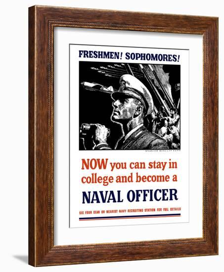 Vintage World War II Poster of a U.S. Naval Officer Holding Binoculars-Stocktrek Images-Framed Photographic Print