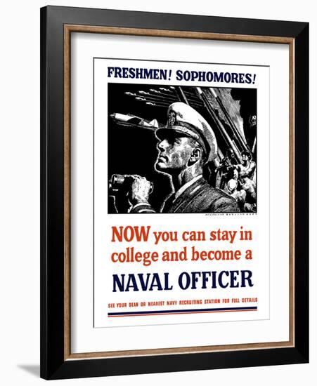 Vintage World War II Poster of a U.S. Naval Officer Holding Binoculars-Stocktrek Images-Framed Photographic Print