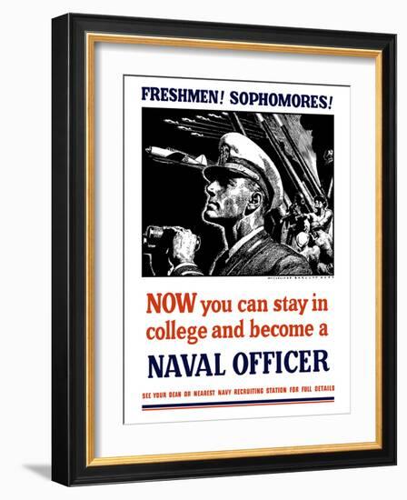 Vintage World War II Poster of a U.S. Naval Officer Holding Binoculars-Stocktrek Images-Framed Photographic Print