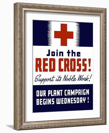 Vintage World War II Propaganda Poster Featuring a Red Cross-null-Framed Art Print