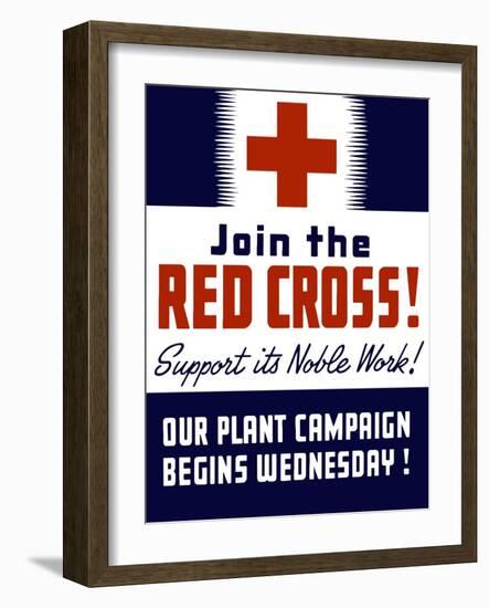 Vintage World War II Propaganda Poster Featuring a Red Cross-null-Framed Art Print