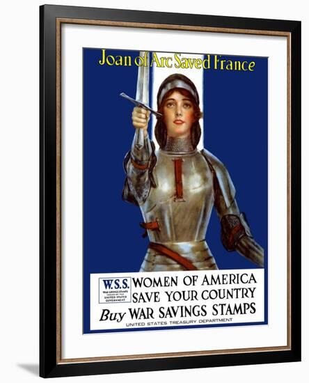 Vintage World War One Poster of Joan of Arc Wearing Armor, Raising a Sword-Stocktrek Images-Framed Photographic Print