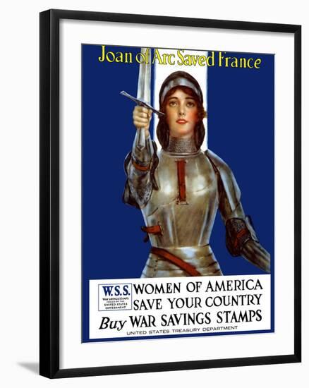 Vintage World War One Poster of Joan of Arc Wearing Armor, Raising a Sword-Stocktrek Images-Framed Photographic Print