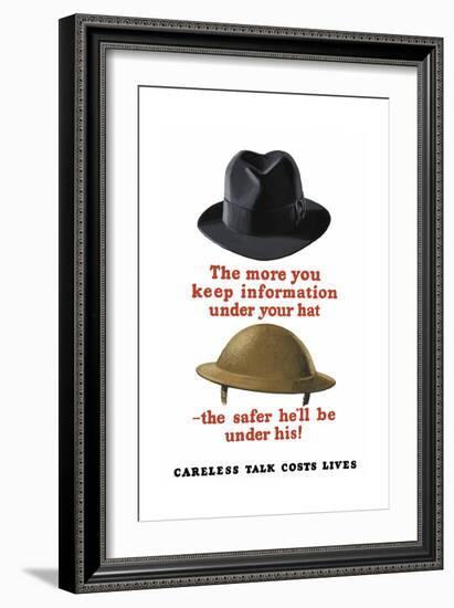 Vintage World Ware II Poster Featuring a Fedora and an Army Helmet-Stocktrek Images-Framed Art Print