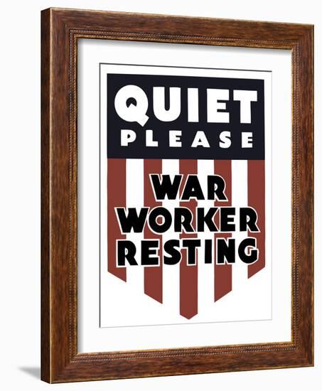 Vintage World Ware II Poster Featuring a Red, White, and Blue Shield-Stocktrek Images-Framed Art Print