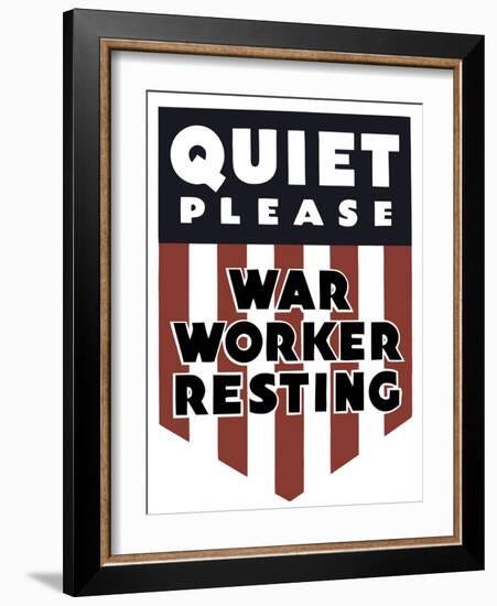 Vintage World Ware II Poster Featuring a Red, White, and Blue Shield-Stocktrek Images-Framed Art Print