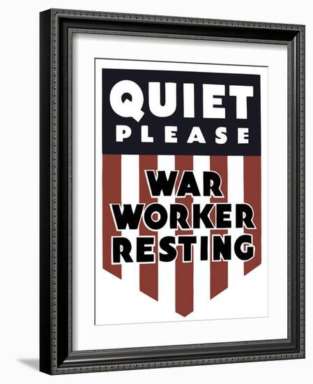 Vintage World Ware II Poster Featuring a Red, White, and Blue Shield-Stocktrek Images-Framed Art Print