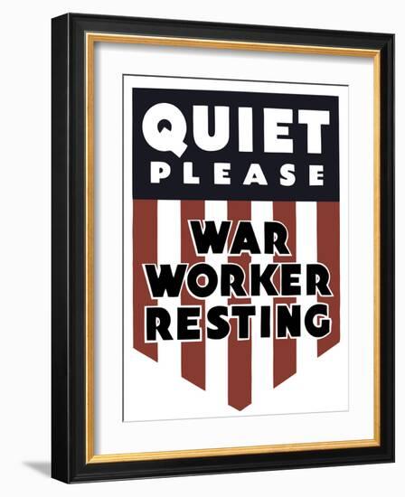 Vintage World Ware II Poster Featuring a Red, White, and Blue Shield-Stocktrek Images-Framed Art Print