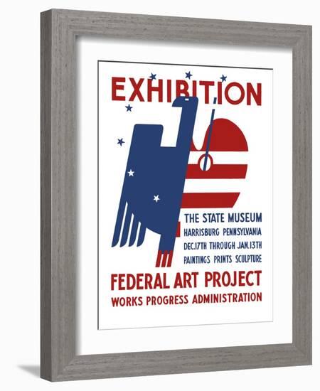 Vintage Wpa Poster Features a Red, White, and Blue Eagle-Stocktrek Images-Framed Art Print