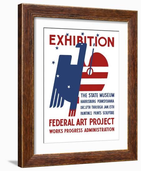 Vintage Wpa Poster Features a Red, White, and Blue Eagle-Stocktrek Images-Framed Art Print