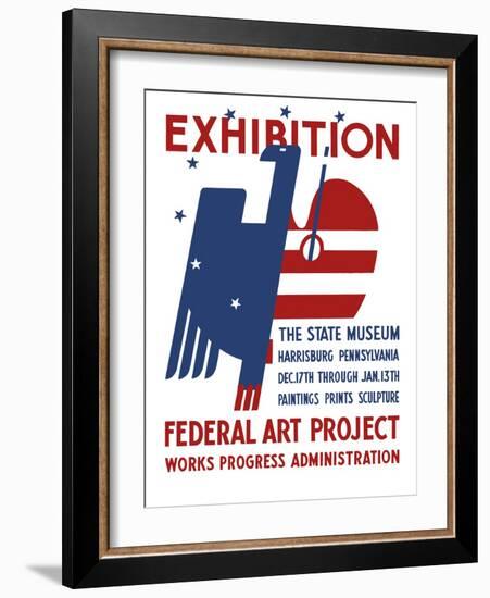 Vintage Wpa Poster Features a Red, White, and Blue Eagle-Stocktrek Images-Framed Art Print