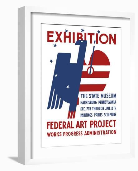 Vintage Wpa Poster Features a Red, White, and Blue Eagle-Stocktrek Images-Framed Art Print