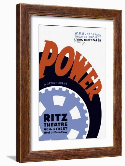 Vintage Wpa Poster for Power, a Living Newspaper Play by the Federal Theatre Project-Stocktrek Images-Framed Art Print