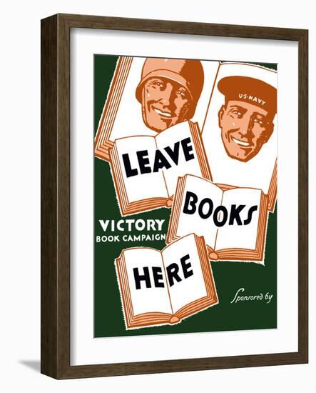 Vintage WPA Poster of Several Books And the Faces of a Soldier And a Sailor-Stocktrek Images-Framed Photographic Print