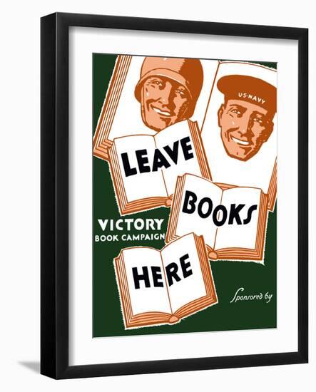 Vintage WPA Poster of Several Books And the Faces of a Soldier And a Sailor-Stocktrek Images-Framed Photographic Print