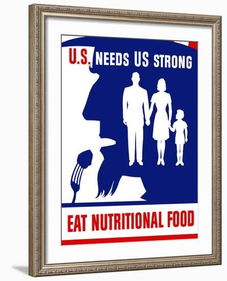 Vintage WPA Poster of Uncle Sam Taking a Bite of Food-Stocktrek Images-Framed Photographic Print