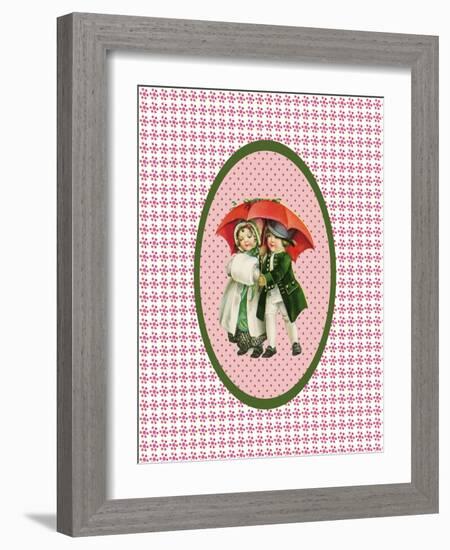 Vintage Xmas Children with Umbrella-Effie Zafiropoulou-Framed Giclee Print