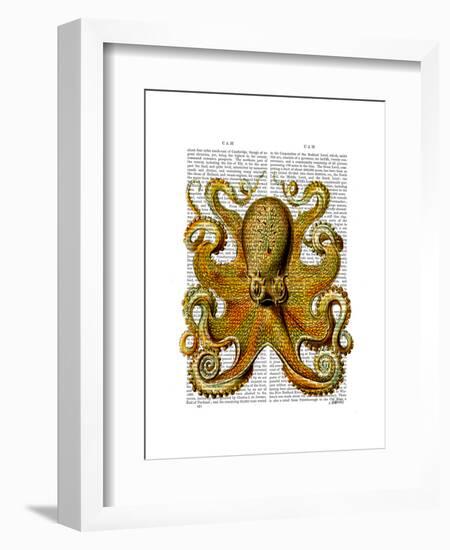 Vintage Yellow Octopus Front-Fab Funky-Framed Art Print