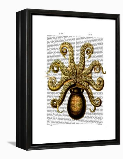 Vintage Yellow Octopus Underside-Fab Funky-Framed Stretched Canvas