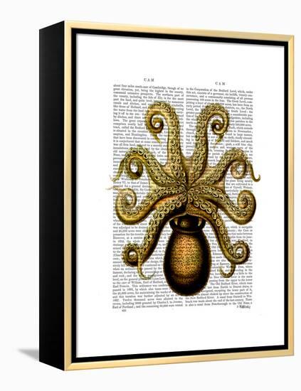 Vintage Yellow Octopus Underside-Fab Funky-Framed Stretched Canvas