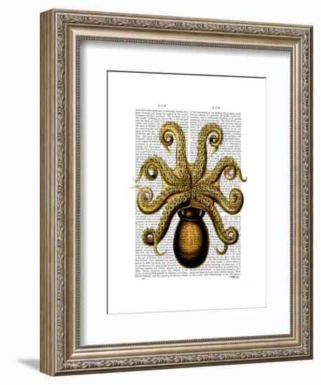 Vintage Yellow Octopus Underside-Fab Funky-Framed Art Print