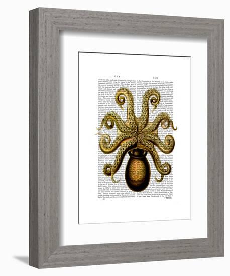 Vintage Yellow Octopus Underside-Fab Funky-Framed Art Print