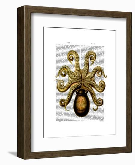 Vintage Yellow Octopus Underside-Fab Funky-Framed Art Print