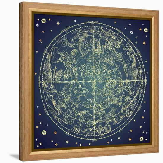 Vintage Zodiac Constellation Of Northern Stars-Alisa Foytik-Framed Stretched Canvas