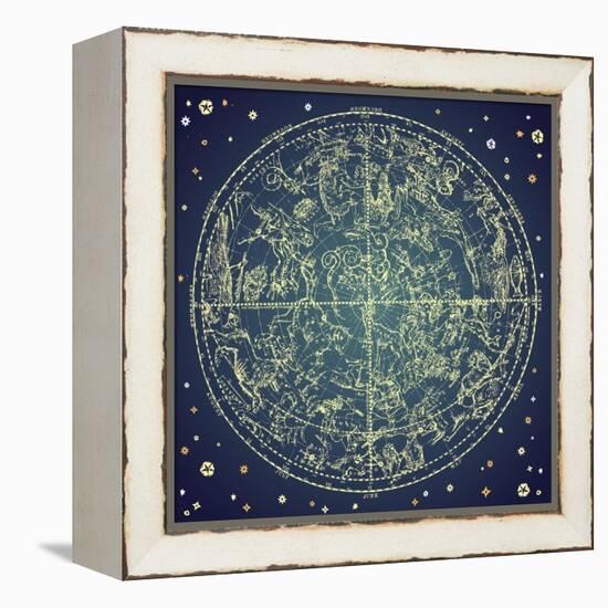 Vintage Zodiac Constellation Of Northern Stars-Alisa Foytik-Framed Stretched Canvas