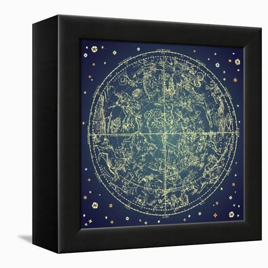 Vintage Zodiac Constellation Of Northern Stars-Alisa Foytik-Framed Stretched Canvas