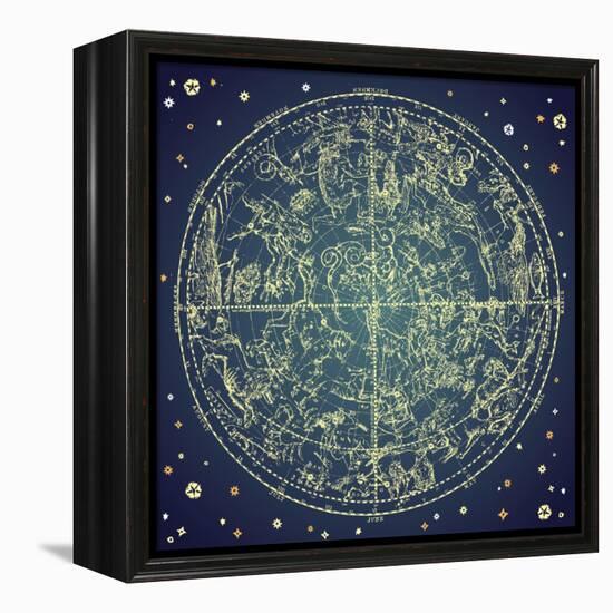 Vintage Zodiac Constellation Of Northern Stars-Alisa Foytik-Framed Stretched Canvas