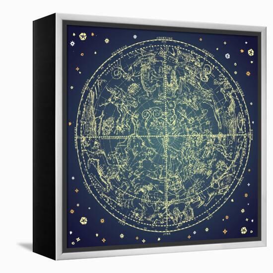 Vintage Zodiac Constellation Of Northern Stars-Alisa Foytik-Framed Stretched Canvas