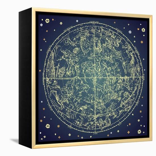 Vintage Zodiac Constellation Of Northern Stars-Alisa Foytik-Framed Stretched Canvas