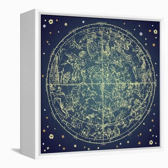 Vintage Zodiac Constellation Of Northern Stars-Alisa Foytik-Framed Stretched Canvas