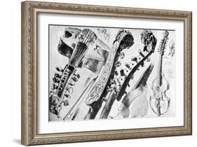 Viola d' amore-Adolph Friedrich Erdmann von Menzel-Framed Giclee Print